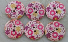 Floral Wood Buttons S310 3/4